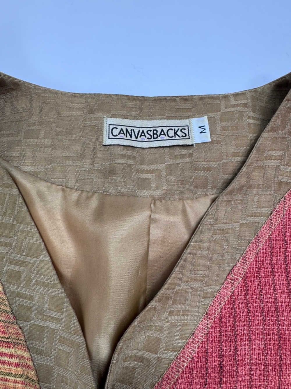 VINTAGE Patchwork Red Rust Orange Brown Jacket - Picture 2 of 8